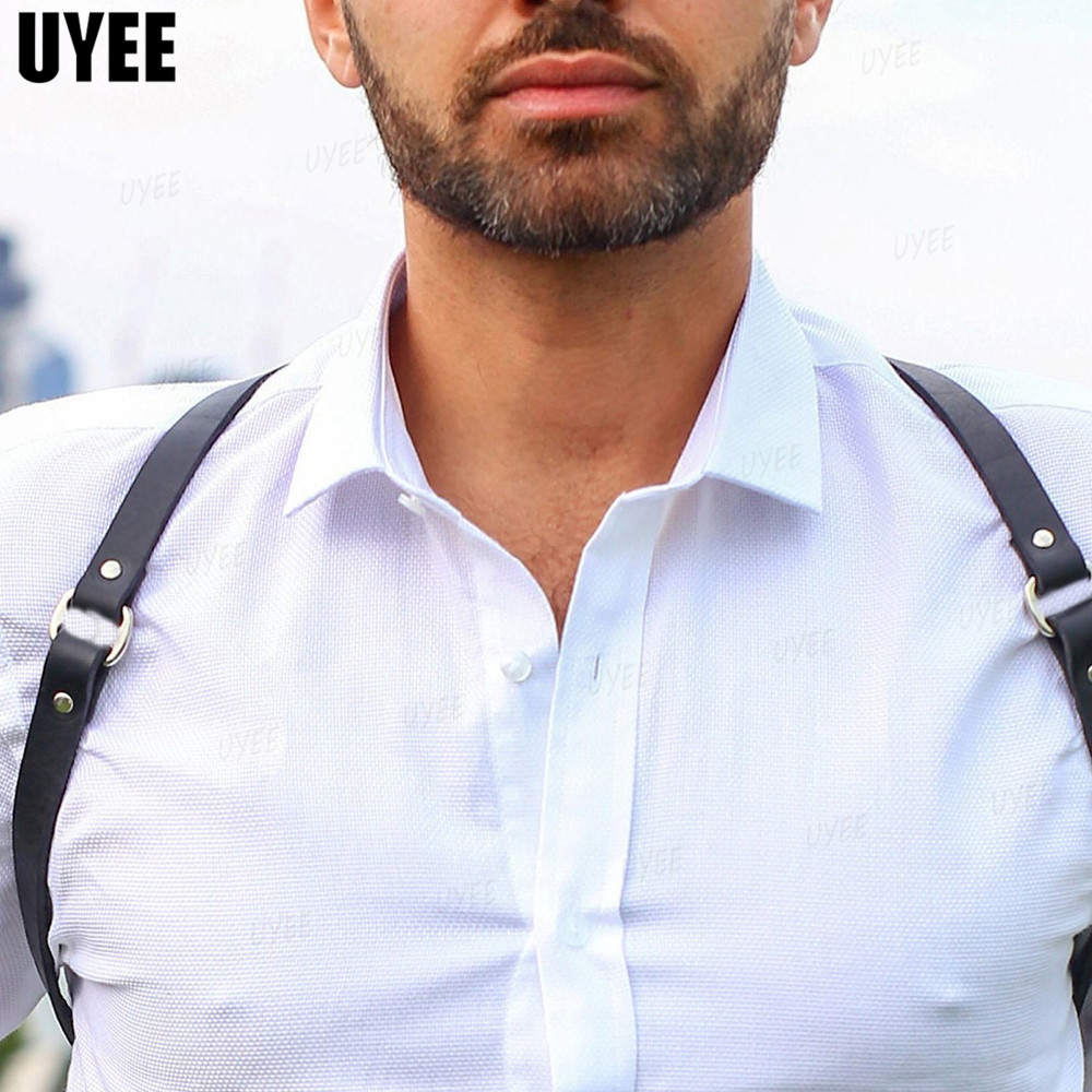 UYEE-Goth Techwear PU Arnês de Couro para Homens, Cinto Punk, Suspensórios de Moda, Cadeia Body Cage, Correias Ajustáveis, Acessórios Jeans, Moda Y2K