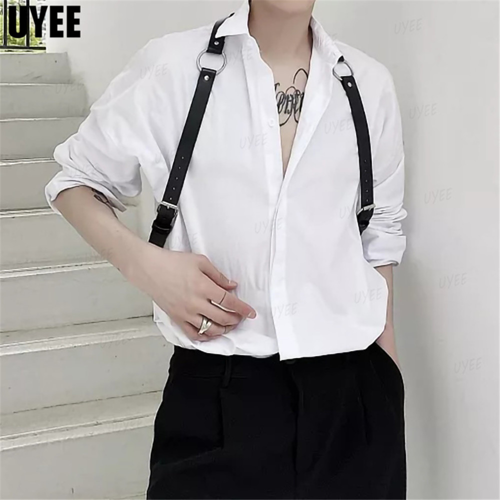 UYEE-Goth Techwear PU Arnês de Couro para Homens, Cinto Punk, Suspensórios de Moda, Cadeia Body Cage, Correias Ajustáveis, Acessórios Jeans, Moda Y2K