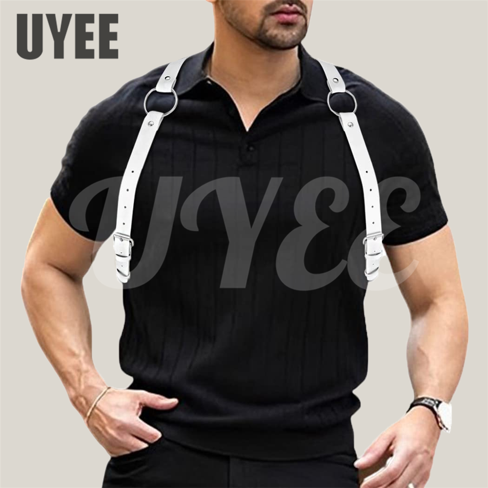 UYEE-Goth Techwear PU Arnês de Couro para Homens, Cinto Punk, Suspensórios de Moda, Cadeia Body Cage, Correias Ajustáveis, Acessórios Jeans, Moda Y2K