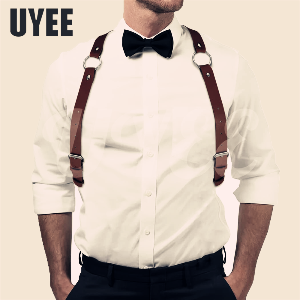 UYEE-Goth Techwear PU Arnês de Couro para Homens, Cinto Punk, Suspensórios de Moda, Cadeia Body Cage, Correias Ajustáveis, Acessórios Jeans, Moda Y2K