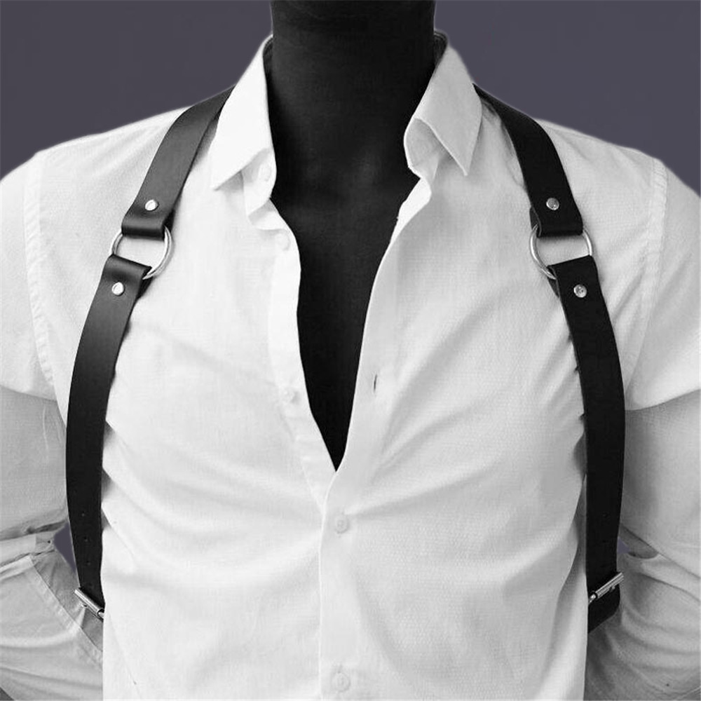 UYEE-Goth Techwear PU Arnês de Couro para Homens, Cinto Punk, Suspensórios de Moda, Cadeia Body Cage, Correias Ajustáveis, Acessórios Jeans, Moda Y2K