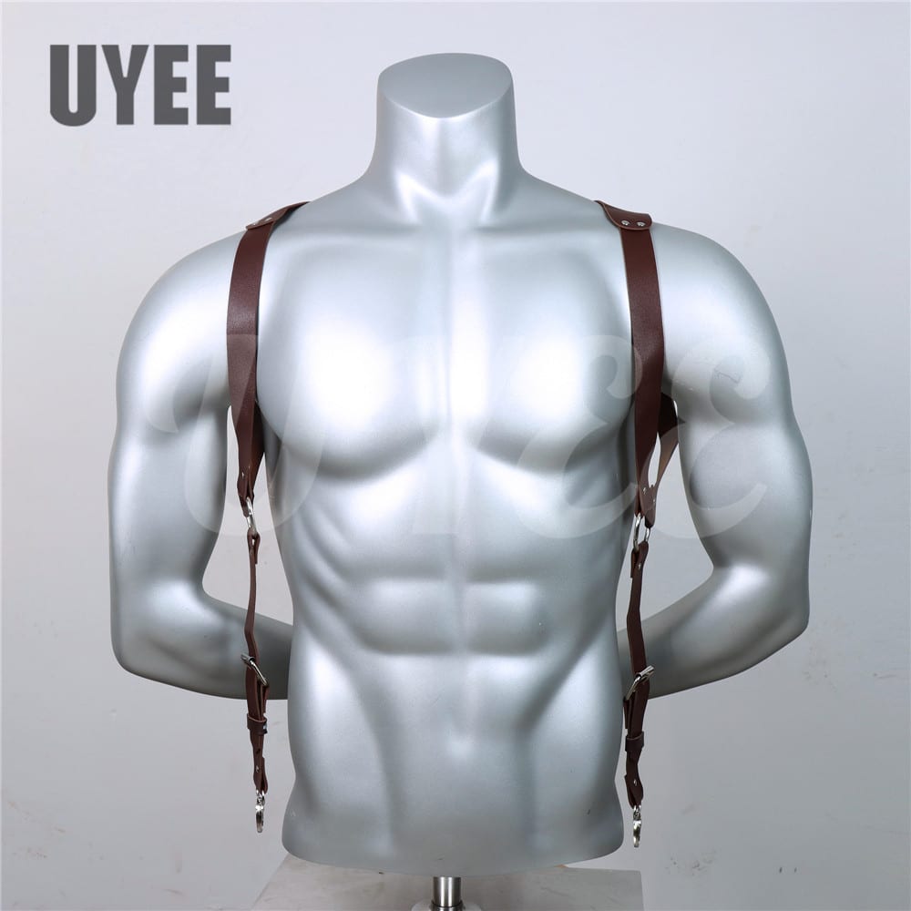 Uyee punk moda pu suspensórios de couro para homens camisa calças fivela cintos ajustáveis correias colete cintas arnês rave fetiche