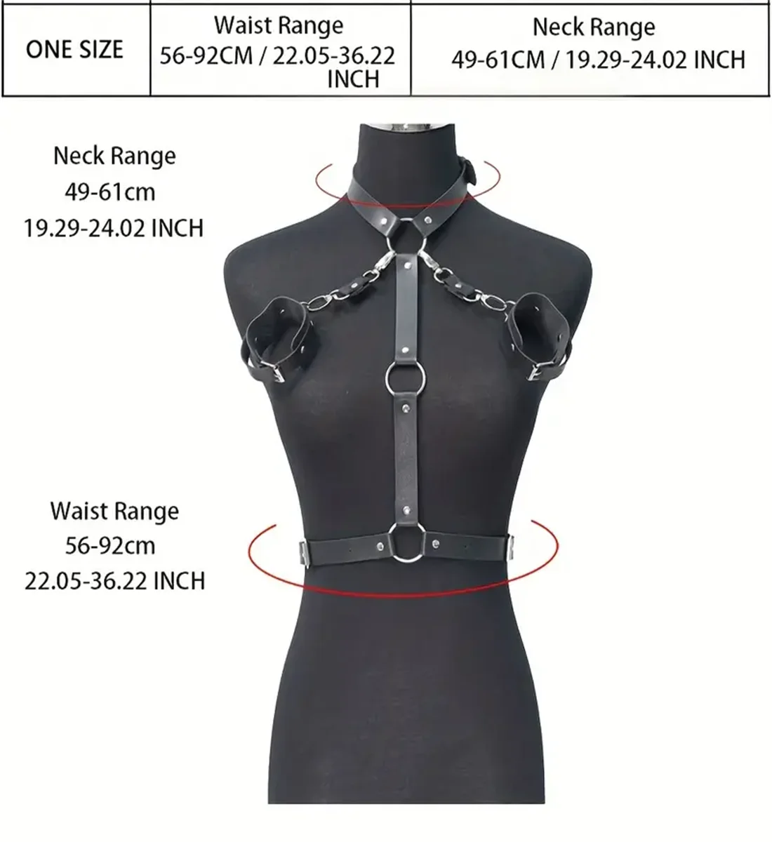 PU Leather Chest Harness Set para Mulheres, Anel Ligado Cintura e Algemas, Rebite Harness, Rave Outfit, Festival Gótico, 3pcs por conjunto