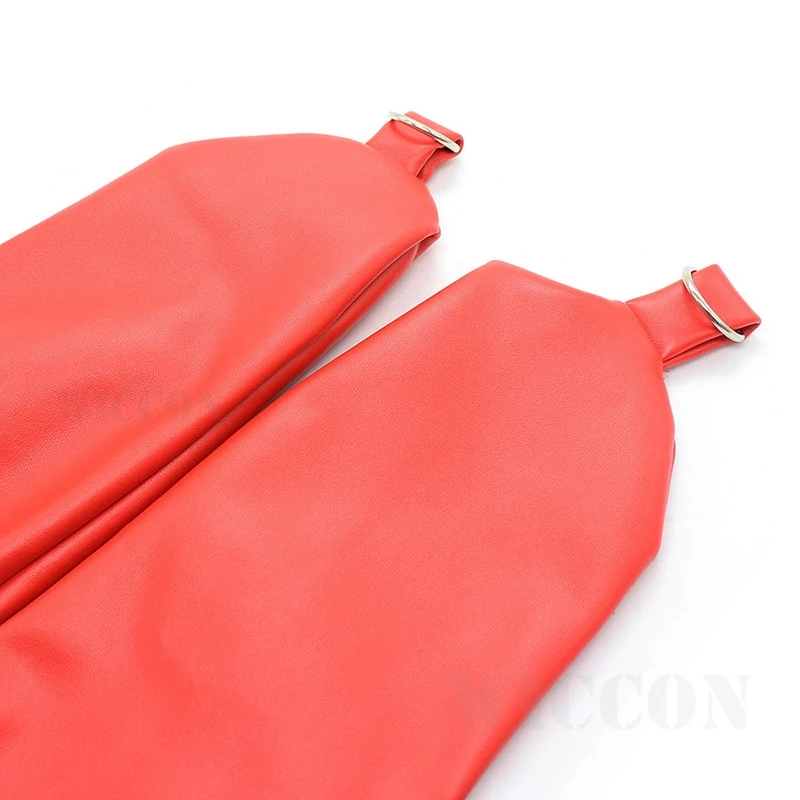 Women Black Red Sexy Open Breast Cupless Leather Bondage Strait Jacket Top Women's Restraint Straight Jacket Halloween Costume
