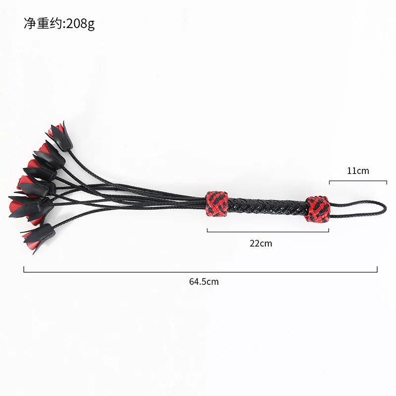 64.5cm Leather Handle Rose Top Horse Whip Riding Crop Flogger Paddle Slapper Horse Training Dressage Whips