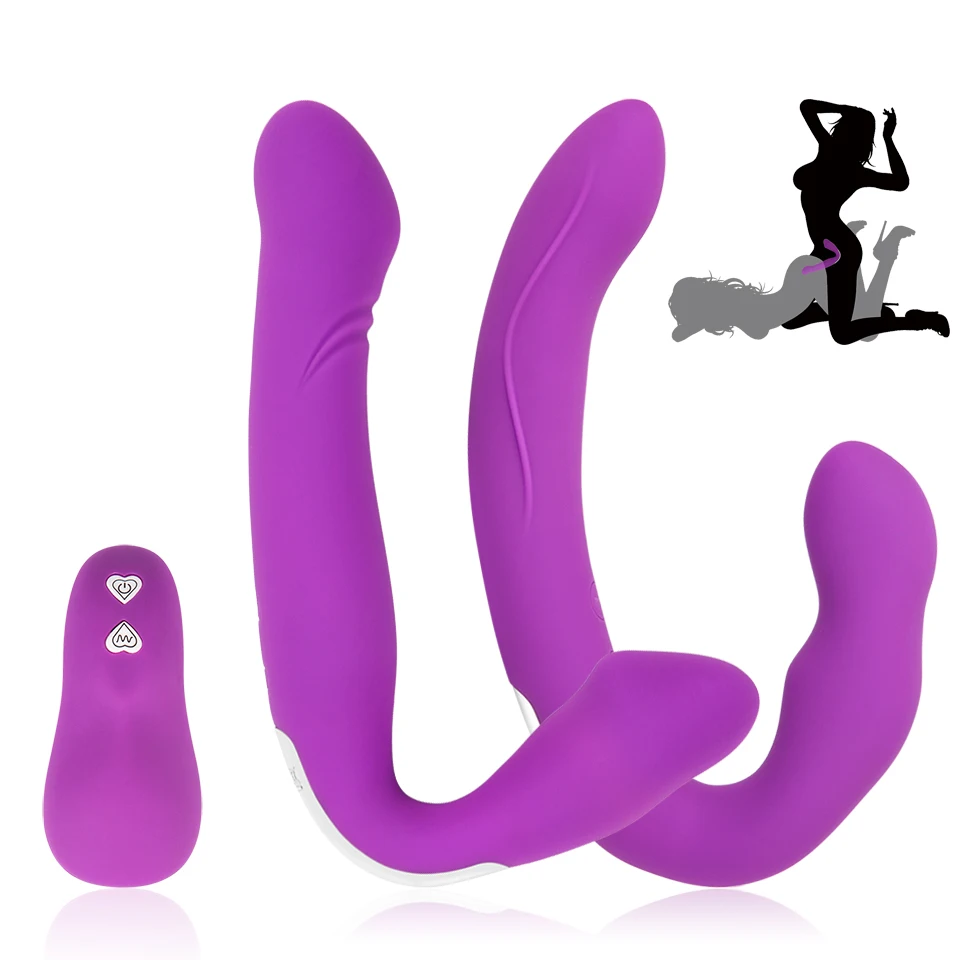 Lesbian Strapless Strapon Dildo Vibrators Remote Control Strap on Double Ended Pegging Penis Adult Sex Toys for Women Sex Shop