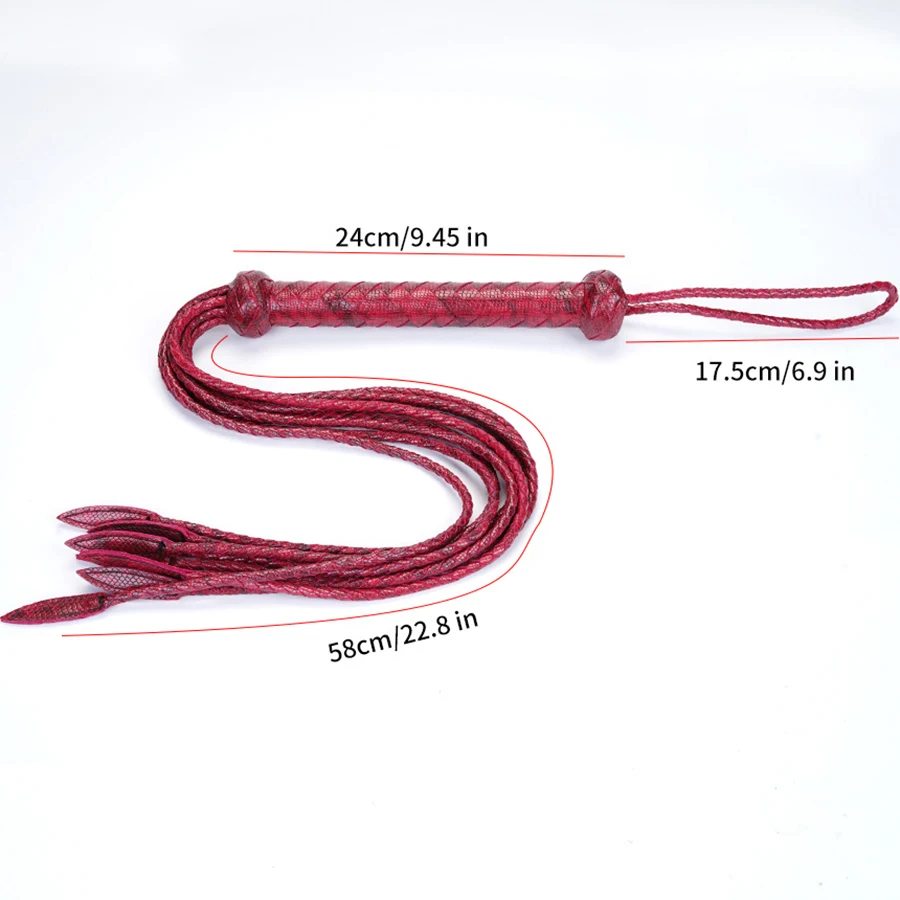 82CM Genuine Leather Submissive Horse Crop Horse Whip, Horse Training Real Leather Whips, Snake pattern Leather Covered Handle