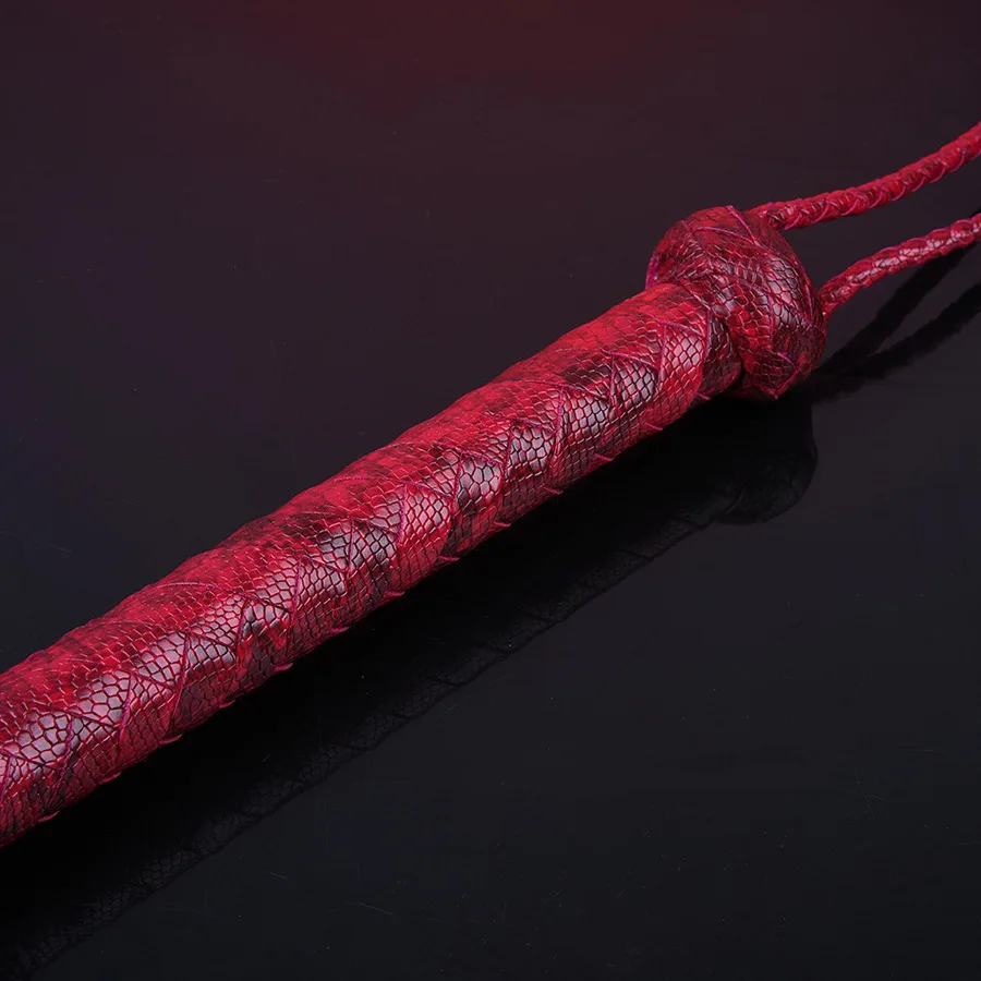 82CM Genuine Leather Submissive Horse Crop Horse Whip, Horse Training Real Leather Whips, Snake pattern Leather Covered Handle
