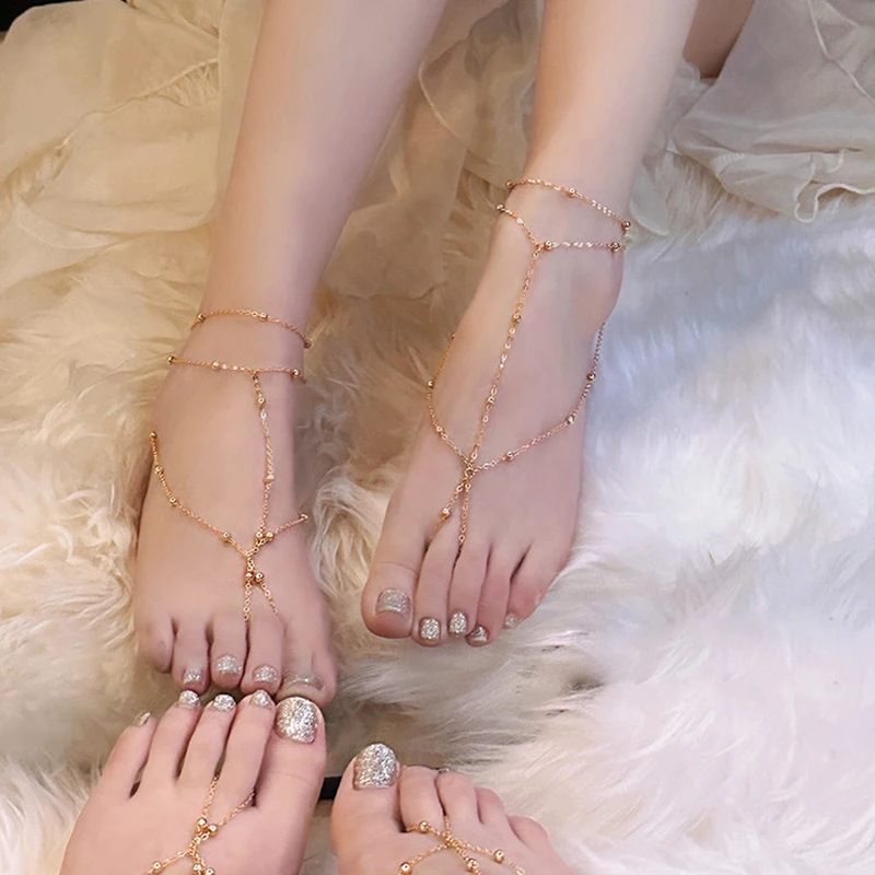 Bohemian Metal Beads Tassels Anklet for Women New Accessories Sexy Exotic Gold Color Multilayer Foot Chain Ankle Beach Jewelry
