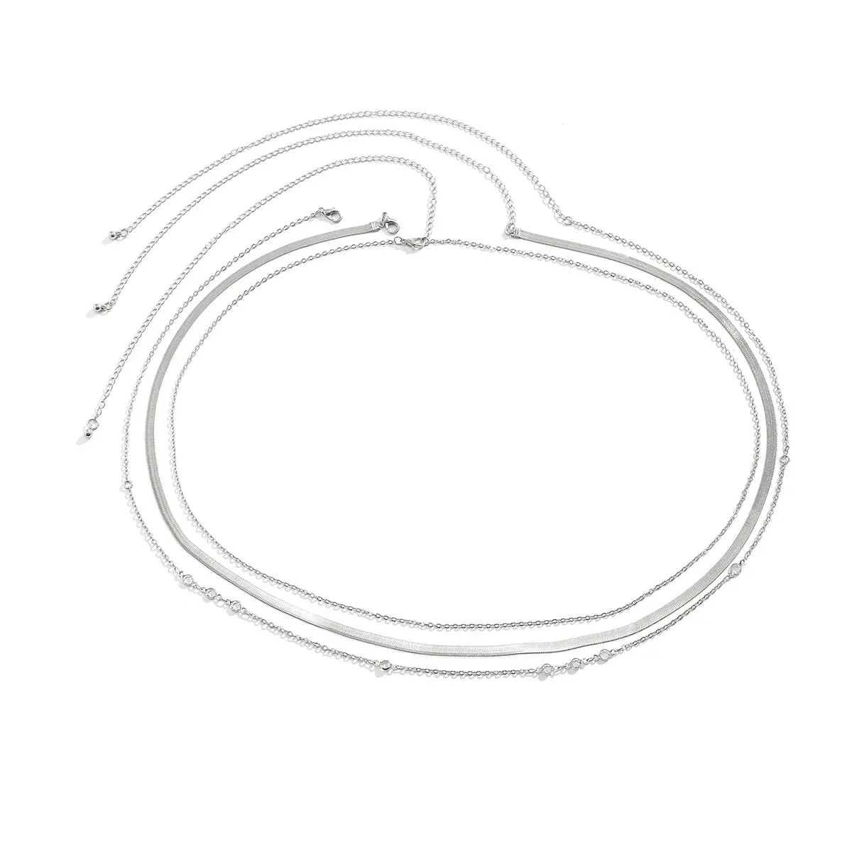 3Pcs Sexy Gold Color Flat Snake Chain Bellly Waist Chain for Women Boho Rhinestone Belt Body Jewelry Summer Bikini Accessories